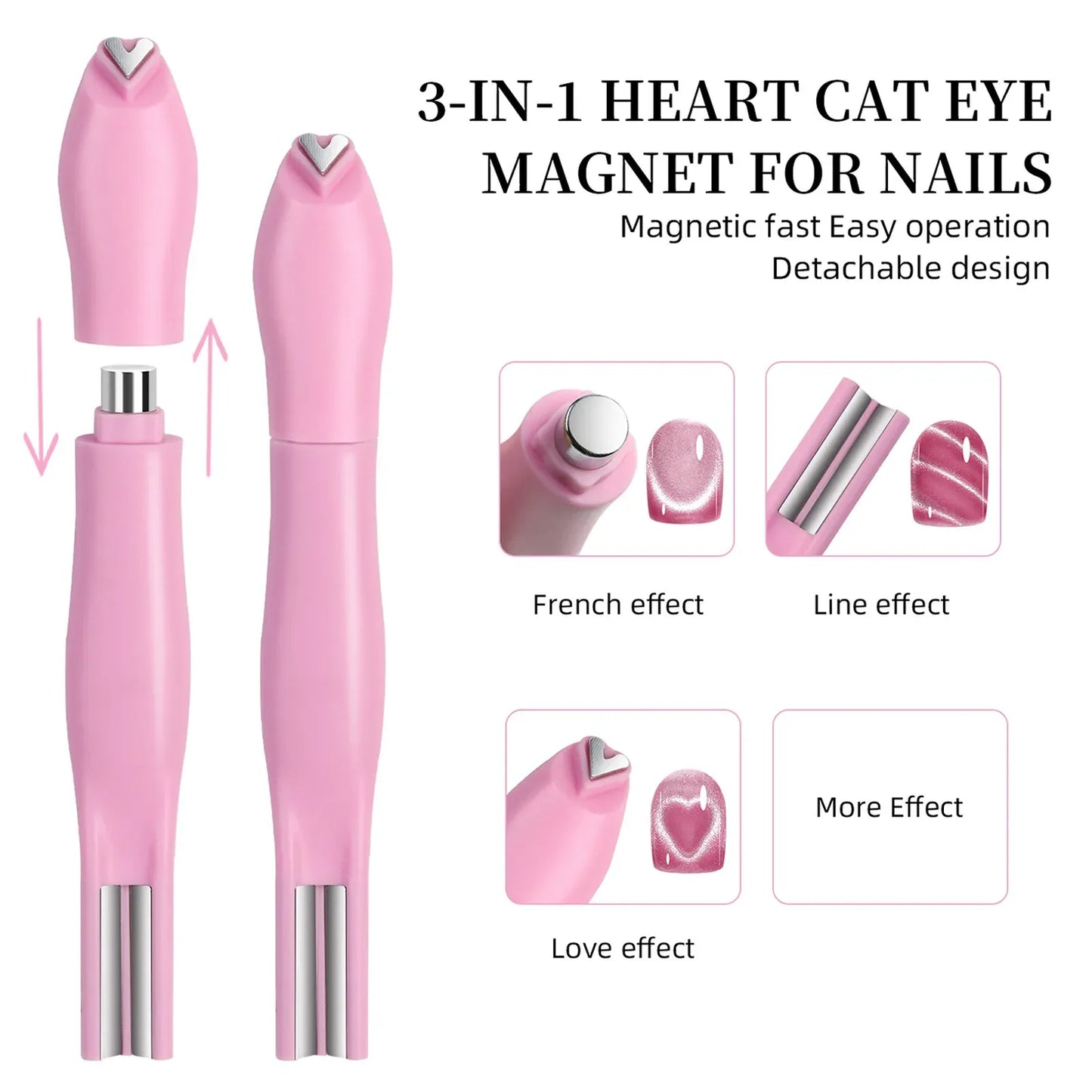 3 In 1 Cat Eye Nail Art Magnet Magnetic Nail Pen for Cat Eye Gel Nail Polish Suitable for Home DIY and Nail Salons 3 In 1 Cat Eye Nail Art Magnet Magnetic Nail Pen for Cat Eye Gel Nail Polish Suitable for Home DIY and Nail Salons