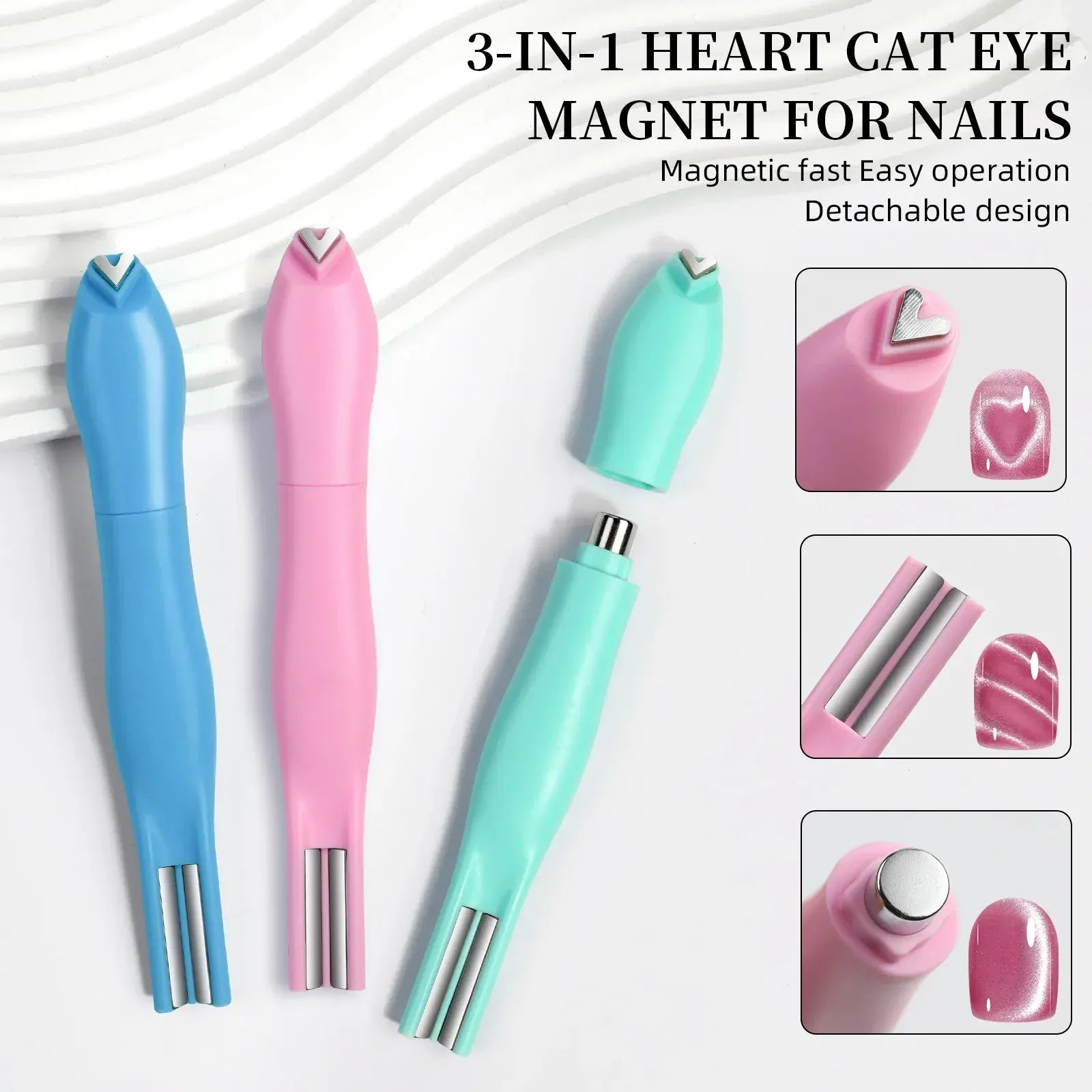 3 In 1 Cat Eye Nail Art Magnet Magnetic Nail Pen for Cat Eye Gel Nail Polish Suitable for Home DIY and Nail Salons 3 In 1 Cat Eye Nail Art Magnet Magnetic Nail Pen for Cat Eye Gel Nail Polish Suitable for Home DIY and Nail Salons