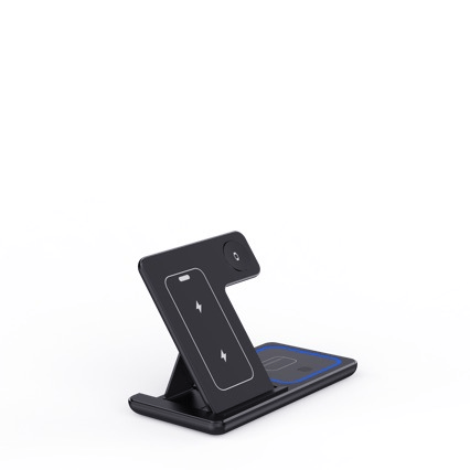 3 In 1 LED Fast Wireless Charger Stand Foldable Charging Station 3 In 1 LED Fast Wireless Charger Stand Foldable Charging Station