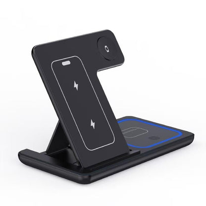 3 In 1 LED Fast Wireless Charger Stand Foldable Charging Station 3 In 1 LED Fast Wireless Charger Stand Foldable Charging Station