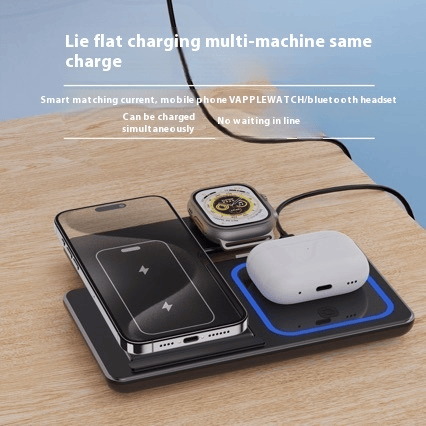 3 In 1 LED Fast Wireless Charger Stand Foldable Charging Station 3 In 1 LED Fast Wireless Charger Stand Foldable Charging Station