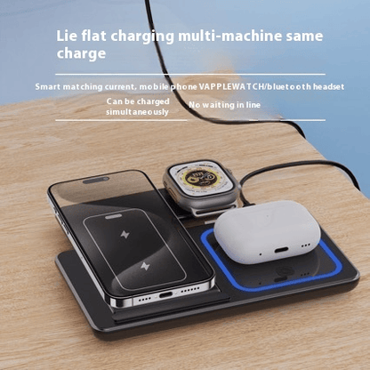 3 In 1 LED Fast Wireless Charger Stand Foldable Charging Station 3 In 1 LED Fast Wireless Charger Stand Foldable Charging Station