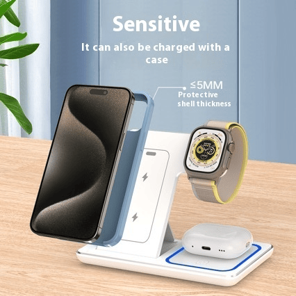 3 In 1 LED Fast Wireless Charger Stand Foldable Charging Station 3 In 1 LED Fast Wireless Charger Stand Foldable Charging Station