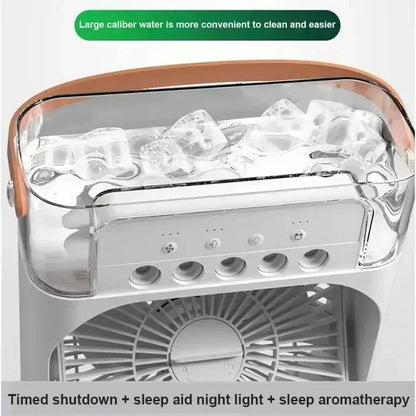 3-in-1 Mini Air Cooler Fan & Humidifier | Portable Evaporative Cooling | USB Powered | Home & Office 3-in-1 Mini Air Cooler, Fan & Humidifier — Portable Evaporative Cooling with 7-Color LED | Home & Office