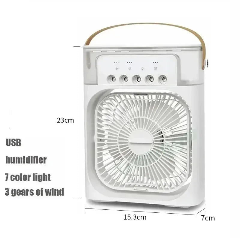 3-in-1 Mini Air Cooler Fan & Humidifier | Portable Evaporative Cooling | USB Powered | Home & Office 3-in-1 Mini Air Cooler, Fan & Humidifier — Portable Evaporative Cooling with 7-Color LED | Home & Office