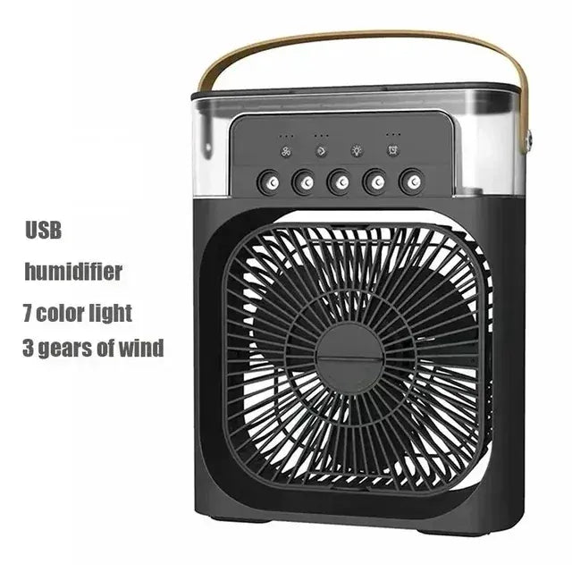 3-in-1 Mini Air Cooler Fan & Humidifier | Portable Evaporative Cooling | USB Powered | Home & Office 3-in-1 Mini Air Cooler, Fan & Humidifier — Portable Evaporative Cooling with 7-Color LED | Home & Office