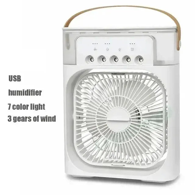 3-in-1 Mini Air Cooler Fan & Humidifier | Portable Evaporative Cooling | USB Powered | Home & Office 3-in-1 Mini Air Cooler, Fan & Humidifier — Portable Evaporative Cooling with 7-Color LED | Home & Office