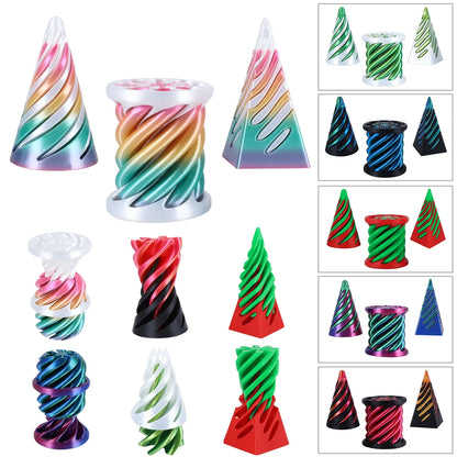 3-Pack Spiral Cone Fidget Toys | Impossible Pyramid Design 3 Pack Spiral Cone Fidget Toys 3D Printed Impossible Passthrough Pyramid Pillar Helix Screw Toys for Anxiety Relaxing