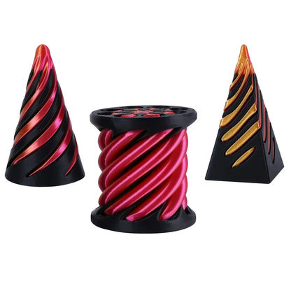 3-Pack Spiral Cone Fidget Toys | Impossible Pyramid Design 3 Pack Spiral Cone Fidget Toys 3D Printed Impossible Passthrough Pyramid Pillar Helix Screw Toys for Anxiety Relaxing
