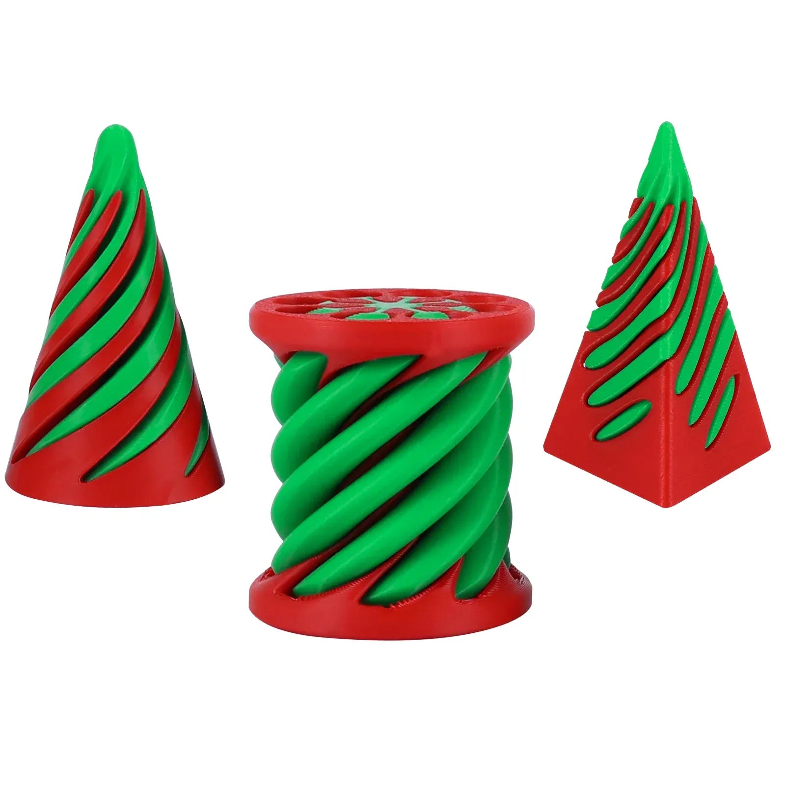 3-Pack Spiral Cone Fidget Toys | Impossible Pyramid Design 3 Pack Spiral Cone Fidget Toys 3D Printed Impossible Passthrough Pyramid Pillar Helix Screw Toys for Anxiety Relaxing