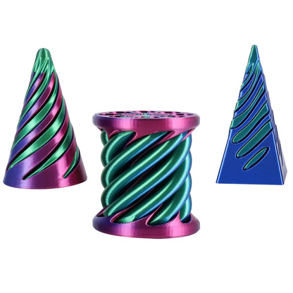 3-Pack Spiral Cone Fidget Toys | Impossible Pyramid Design 3 Pack Spiral Cone Fidget Toys 3D Printed Impossible Passthrough Pyramid Pillar Helix Screw Toys for Anxiety Relaxing