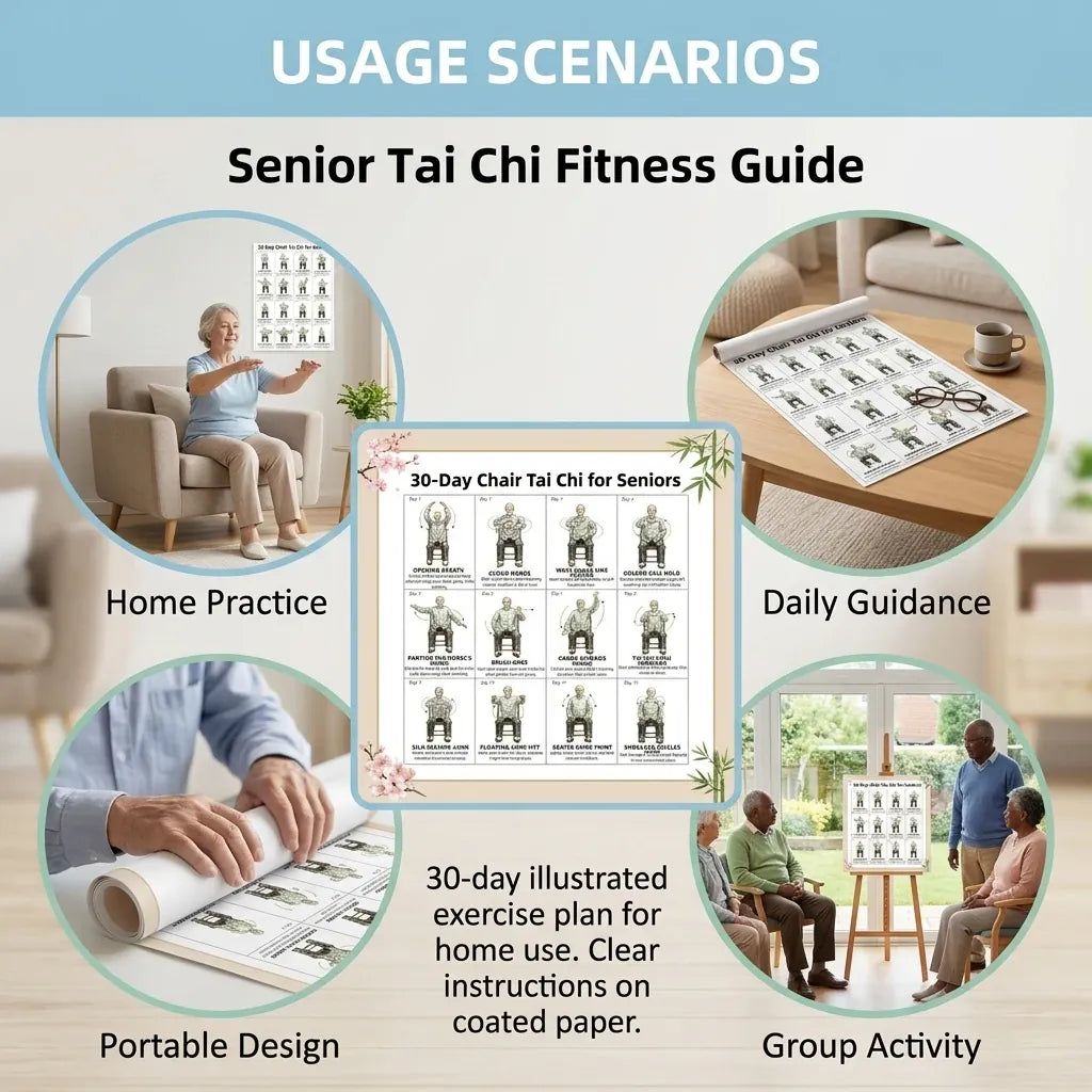 30-Day Tai Chi Exercise Poster for Seniors, Frameless 30-Day Tai Chi Exercise Poster for Seniors, Frameless