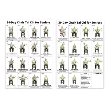 30-Day Tai Chi Exercise Poster for Seniors, Frameless 30-Day Tai Chi Exercise Poster for Seniors, Frameless