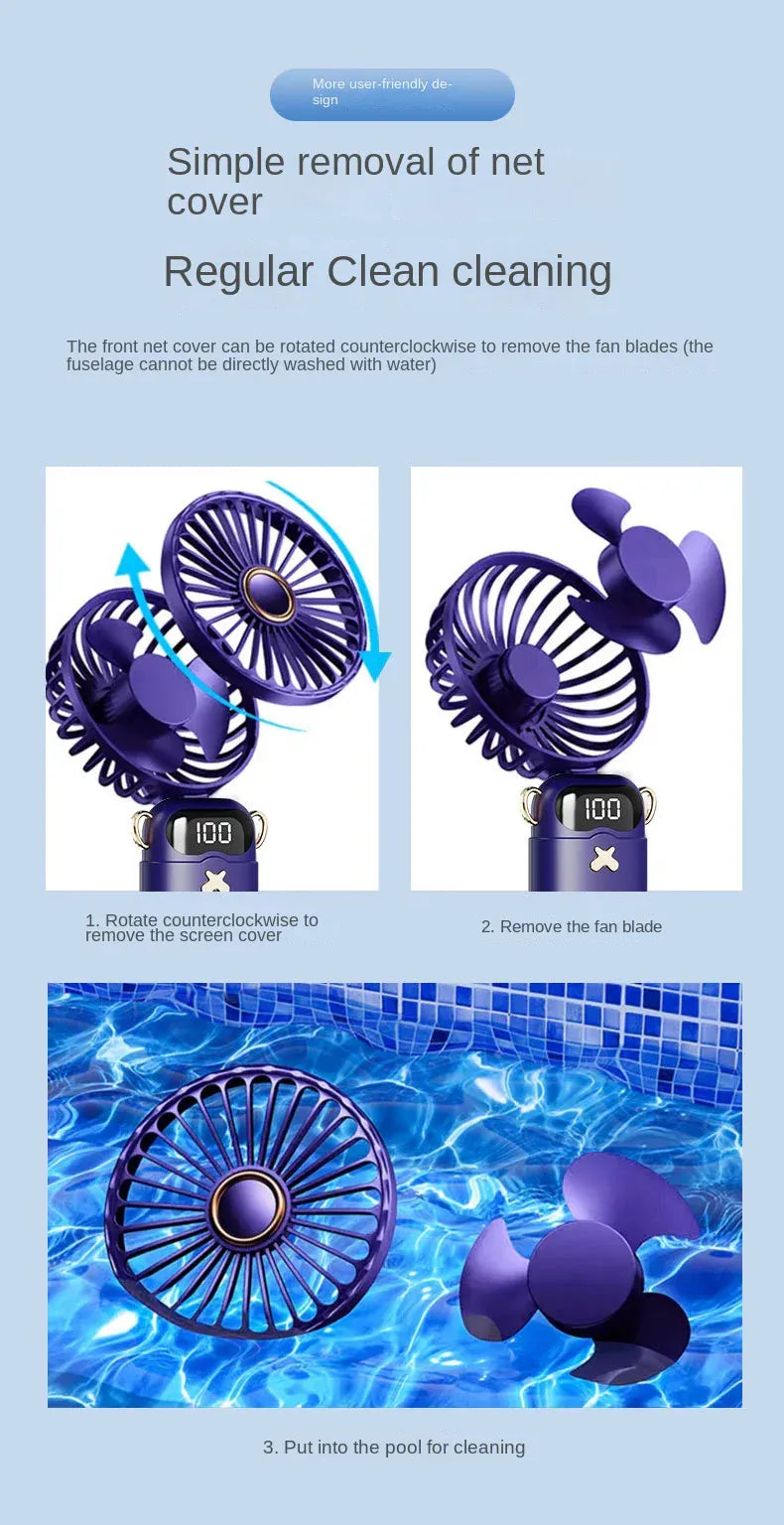3000mAh Ultra-Quiet USB Mini Handheld Fan Portable Desk Fans 5 Speed USB Rechargeable Fan with Phone Stand and Display Screen 3000mAh Ultra-Quiet USB Mini Handheld Fan Portable Desk Fans 5 Speed USB Rechargeable Fan with Phone Stand and Display Screen