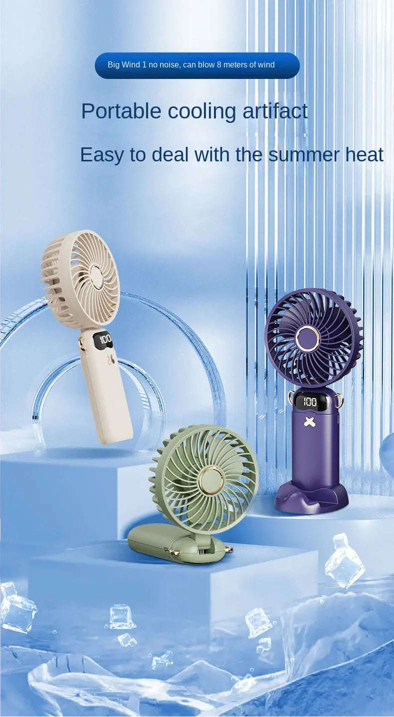 3000mAh Ultra-Quiet USB Mini Handheld Fan Portable Desk Fans 5 Speed USB Rechargeable Fan with Phone Stand and Display Screen 3000mAh Ultra-Quiet USB Mini Handheld Fan Portable Desk Fans 5 Speed USB Rechargeable Fan with Phone Stand and Display Screen