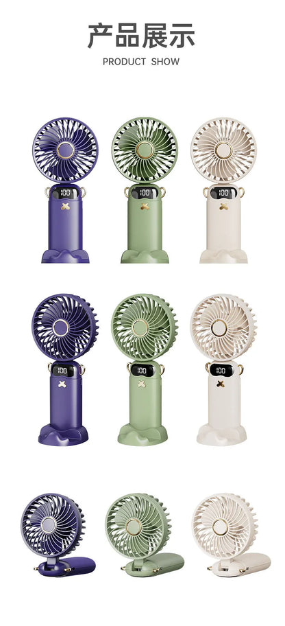 3000mAh Ultra-Quiet USB Mini Handheld Fan Portable Desk Fans 5 Speed USB Rechargeable Fan with Phone Stand and Display Screen 3000mAh Ultra-Quiet USB Mini Handheld Fan Portable Desk Fans 5 Speed USB Rechargeable Fan with Phone Stand and Display Screen