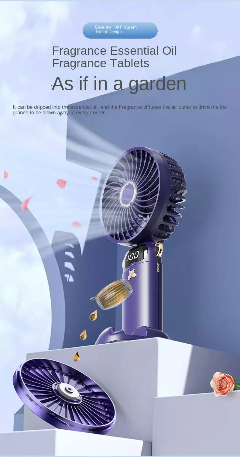 3000mAh Ultra-Quiet USB Mini Handheld Fan Portable Desk Fans 5 Speed USB Rechargeable Fan with Phone Stand and Display Screen 3000mAh Ultra-Quiet USB Mini Handheld Fan Portable Desk Fans 5 Speed USB Rechargeable Fan with Phone Stand and Display Screen