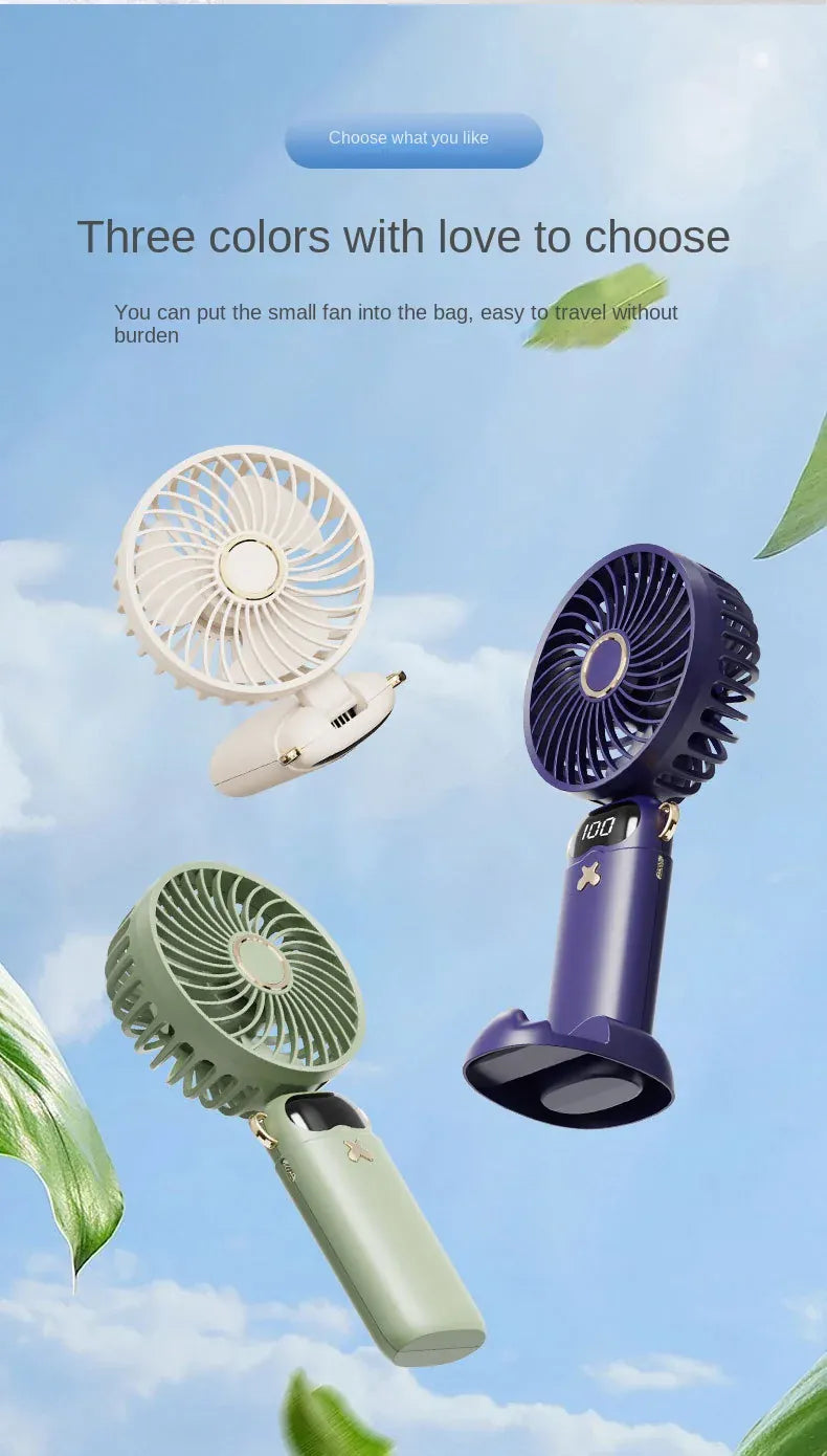 3000mAh Ultra-Quiet USB Mini Handheld Fan Portable Desk Fans 5 Speed USB Rechargeable Fan with Phone Stand and Display Screen 3000mAh Ultra-Quiet USB Mini Handheld Fan Portable Desk Fans 5 Speed USB Rechargeable Fan with Phone Stand and Display Screen