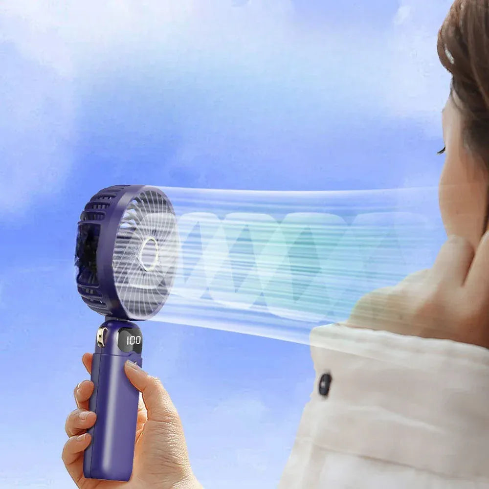 3000mAh Ultra-Quiet USB Mini Handheld Fan Portable Desk Fans 5 Speed USB Rechargeable Fan with Phone Stand and Display Screen 3000mAh Ultra-Quiet USB Mini Handheld Fan Portable Desk Fans 5 Speed USB Rechargeable Fan with Phone Stand and Display Screen