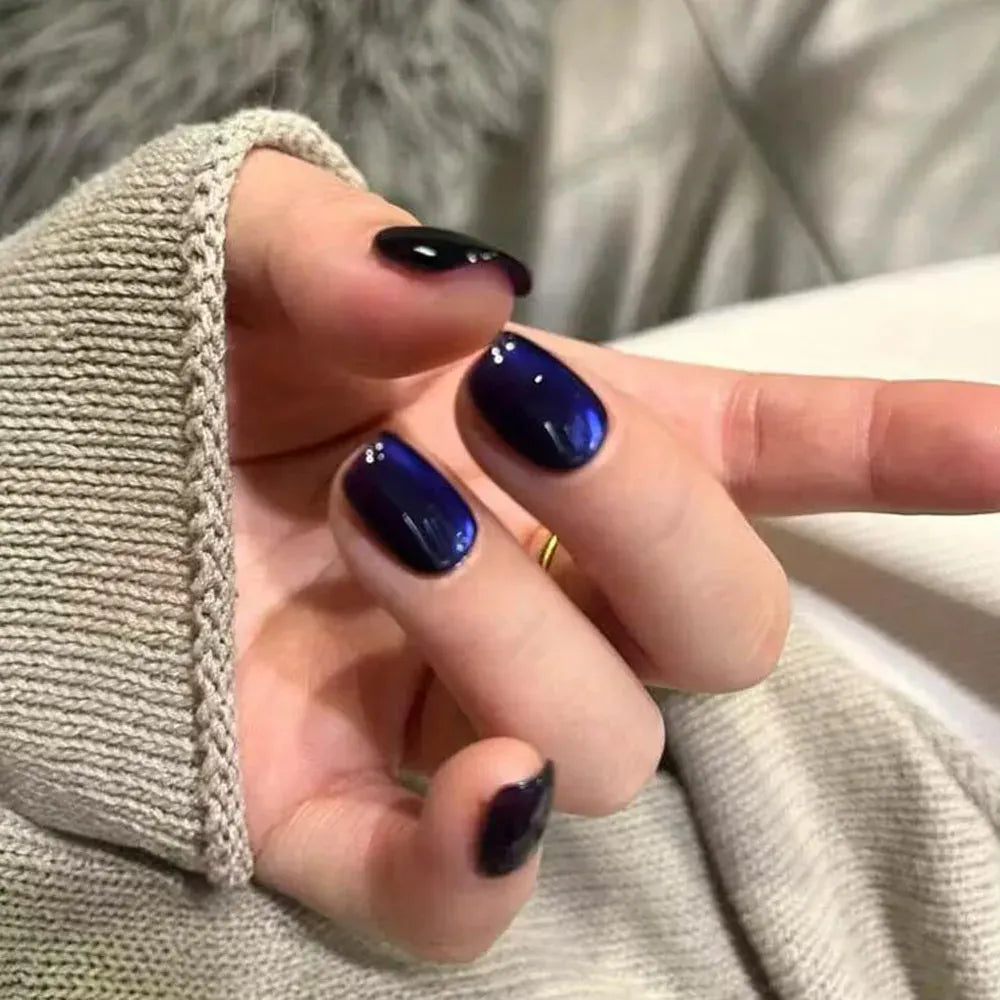 30Pcs Blue Cat eye Wearable Press on Nails Short Square Full Cover False Nails Artificial Ballet Reusable Fake Nails for Women 30Pcs Blue Cat eye Wearable Press on Nails Short Square Full Cover False Nails Artificial Ballet Reusable Fake Nails for Women