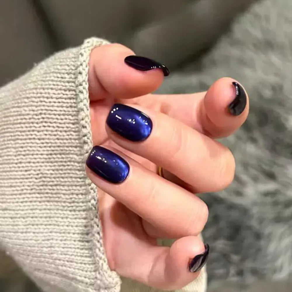 30Pcs Blue Cat eye Wearable Press on Nails Short Square Full Cover False Nails Artificial Ballet Reusable Fake Nails for Women 30Pcs Blue Cat eye Wearable Press on Nails Short Square Full Cover False Nails Artificial Ballet Reusable Fake Nails for Women