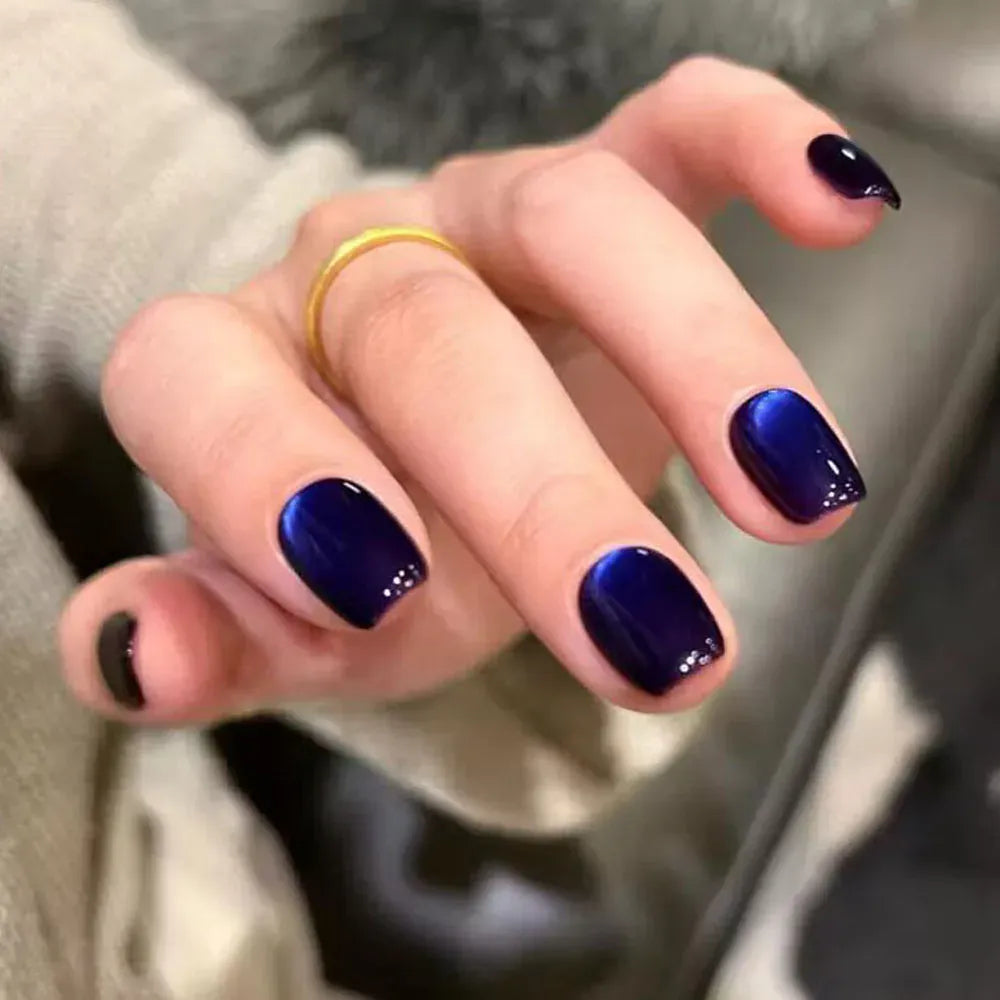 30Pcs Blue Cat eye Wearable Press on Nails Short Square Full Cover False Nails Artificial Ballet Reusable Fake Nails for Women 30Pcs Blue Cat eye Wearable Press on Nails Short Square Full Cover False Nails Artificial Ballet Reusable Fake Nails for Women