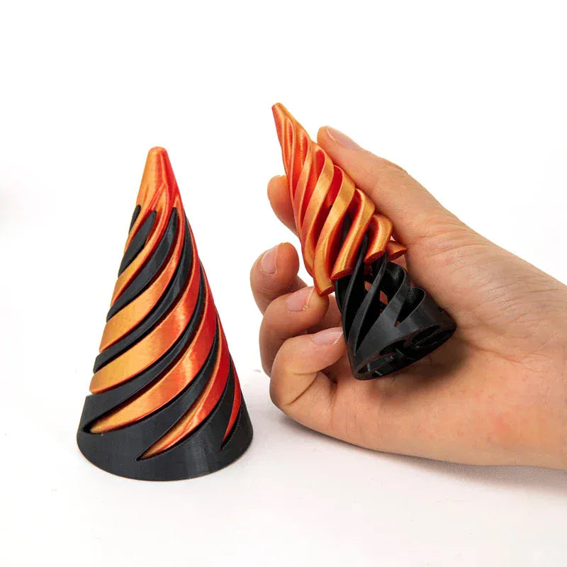 3D Printed Spiral Cone Toy | Impossible Pyramid Fidget 3D Printed Spiral Cone Toy Impossible Pyramid Passthrough Sculpture Pass Through Pyramid Fidget Toy Mini Vortex Thread Illusion
