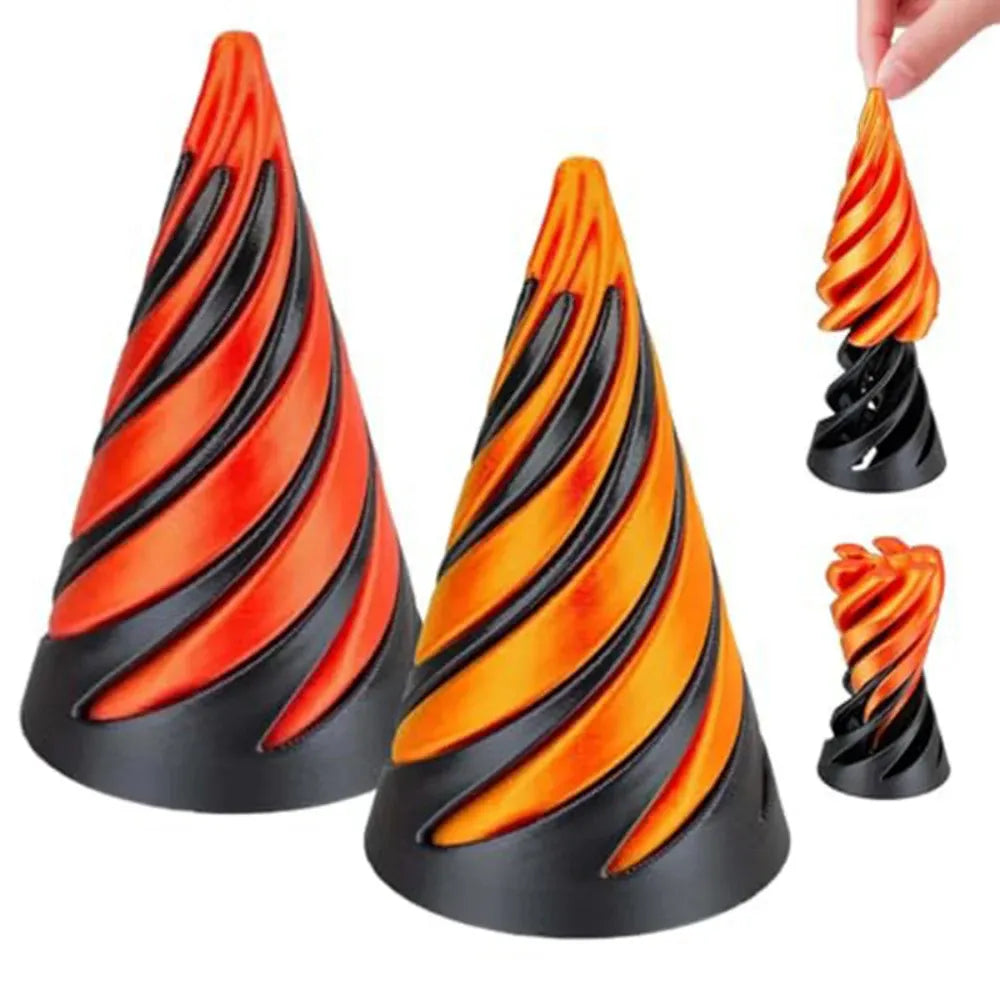 3D Printed Spiral Cone Toy | Impossible Pyramid Fidget 3D Printed Spiral Cone Toy Impossible Pyramid Passthrough Sculpture Pass Through Pyramid Fidget Toy Mini Vortex Thread Illusion