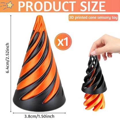 3D Printed Spiral Cone Toy | Impossible Pyramid Fidget 3D Printed Spiral Cone Toy Impossible Pyramid Passthrough Sculpture Pass Through Pyramid Fidget Toy Mini Vortex Thread Illusion