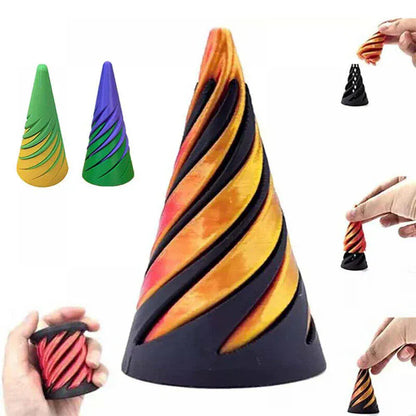 3D Printed Spiral Cone Toy | Impossible Pyramid Fidget 3D Printed Spiral Cone Toy Impossible Pyramid Passthrough Sculpture Pass Through Pyramid Fidget Toy Mini Vortex Thread Illusion