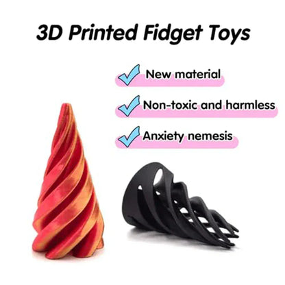 3D Printed Spiral Cone Toy | Impossible Pyramid Fidget 3D Printed Spiral Cone Toy Impossible Pyramid Passthrough Sculpture Pass Through Pyramid Fidget Toy Mini Vortex Thread Illusion