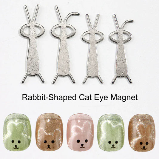4 pcs Kawaii Rabbit Bear Shape Cat Eye Nail Magnet Folded Ear Rabbit Cat Eye Nail Effects Polish Autumn Party Manicure DIY Acces 4 pcs Kawaii Rabbit Bear Shape Cat Eye Nail Magnet Folded Ear Rabbit Cat Eye Nail Effects Polish Autumn Party Manicure DIY Acces