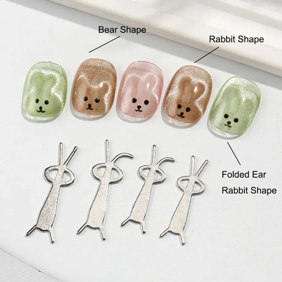 4 pcs Kawaii Rabbit Bear Shape Cat Eye Nail Magnet Folded Ear Rabbit Cat Eye Nail Effects Polish Autumn Party Manicure DIY Acces 4 pcs Kawaii Rabbit Bear Shape Cat Eye Nail Magnet Folded Ear Rabbit Cat Eye Nail Effects Polish Autumn Party Manicure DIY Acces
