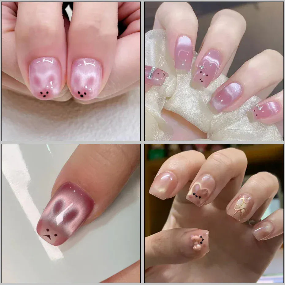 4 pcs Kawaii Rabbit Bear Shape Cat Eye Nail Magnet Folded Ear Rabbit Cat Eye Nail Effects Polish Autumn Party Manicure DIY Acces 4 pcs Kawaii Rabbit Bear Shape Cat Eye Nail Magnet Folded Ear Rabbit Cat Eye Nail Effects Polish Autumn Party Manicure DIY Acces
