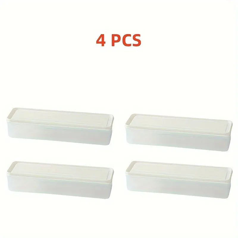 4 Pcs Long Rectangular Food Storage Containers, Plastic Reusable Refrigerator Organizer Boxes Kitchen Accessories 4 Pcs Long Rectangular Food Storage Containers, Plastic Reusable Refrigerator Organizer Boxes Kitchen Accessories