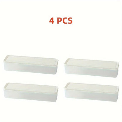 4 Pcs Long Rectangular Food Storage Containers, Plastic Reusable Refrigerator Organizer Boxes Kitchen Accessories 4 Pcs Long Rectangular Food Storage Containers, Plastic Reusable Refrigerator Organizer Boxes Kitchen Accessories