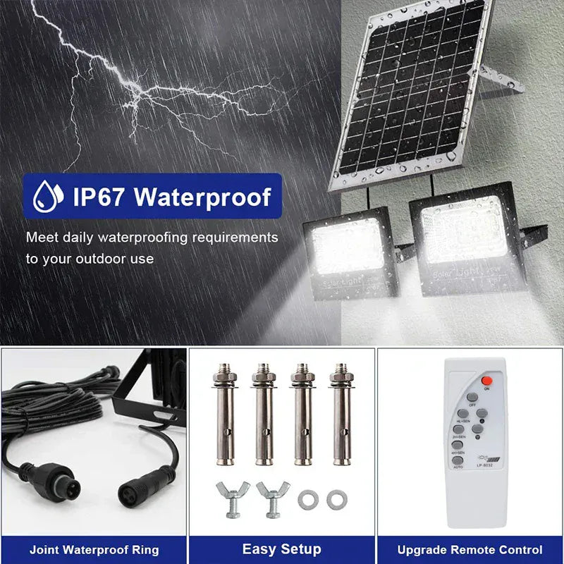 400W Led Solar Light High bright 2 Head Flood Light Waterproof Outdoor Garden wall light with Aluminum solar panel For garden 400W Led Solar Light High bright 2 Head Flood Light Waterproof Outdoor Garden wall light with Aluminum solar panel For garden