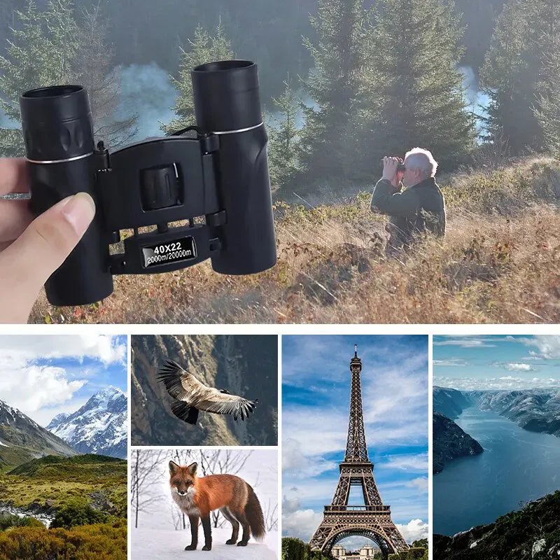 40x22 Mini Binoculars - BAK4 FMC, Folding, Water Resistant for Hunting & Travel 40x22 HD Powerful Binoculars 2000M Long Range Folding Mini Telescope BAK4 FMC Optics For Hunting Sports Outdoor Camping Travel