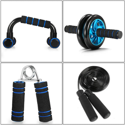 5-In-1 AB Wheel Roller Kit with Push-Up Bar Jump Rope Hand Gripper and Knee Pad 5-In-1 AB Wheel Roller Kit with Push-Up Bar Jump Rope Hand Gripper and Knee Pad