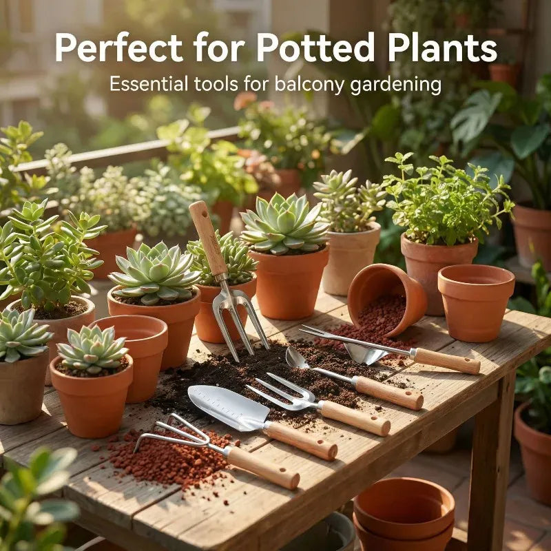 5-Piece Garden Tool Kit — Trowel, Weeder, Pruner & Gloves | Wahooly 5-Piece Garden Tool Kit — Trowel, Weeder, Cultivator, Pruner & Gloves for Complete Plant Care