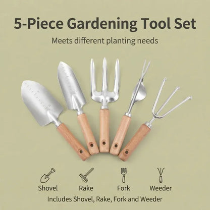 5-Piece Garden Tool Kit — Trowel, Weeder, Pruner & Gloves | Wahooly 5-Piece Garden Tool Kit — Trowel, Weeder, Cultivator, Pruner & Gloves for Complete Plant Care