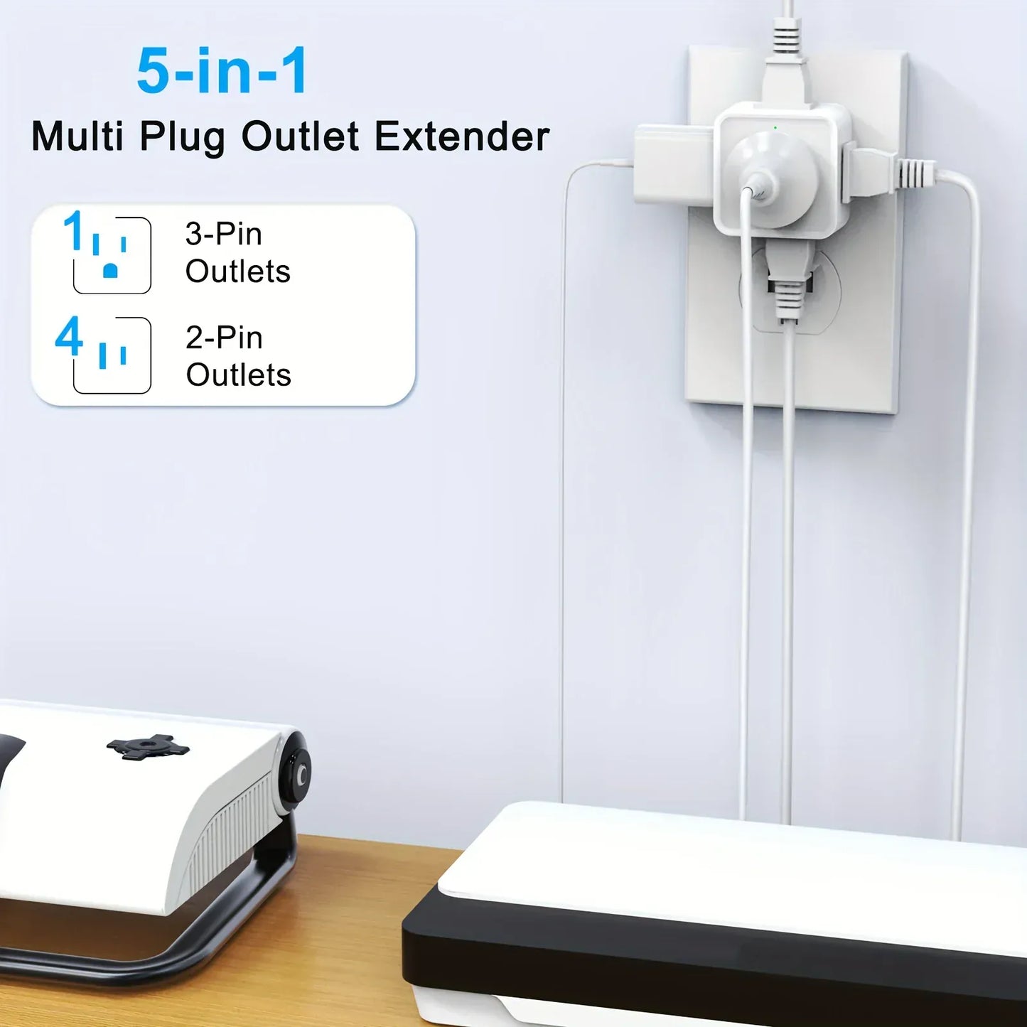 5 Way Multi Plug Outlet Extender, Wall Outlet Expander 5 Way Multi Plug Outlet Extender, Wall Outlet Expander