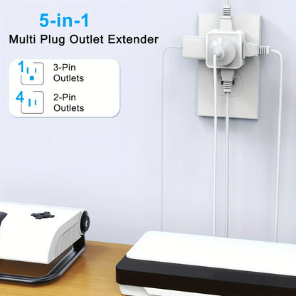 5 Way Multi Plug Outlet Extender, Wall Outlet Expander 5 Way Multi Plug Outlet Extender, Wall Outlet Expander