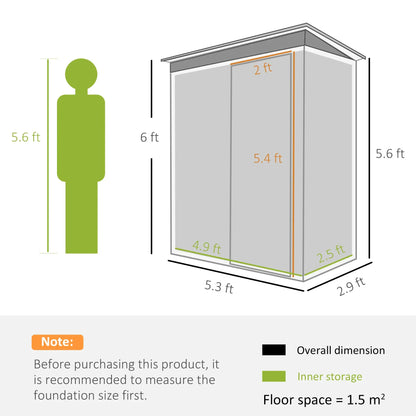 5 X 3ft Garden Storage Shed Sliding Door Sloped Roof Outdoor Tool 5 X 3ft Garden Storage Shed Sliding Door Sloped Roof Outdoor Tool