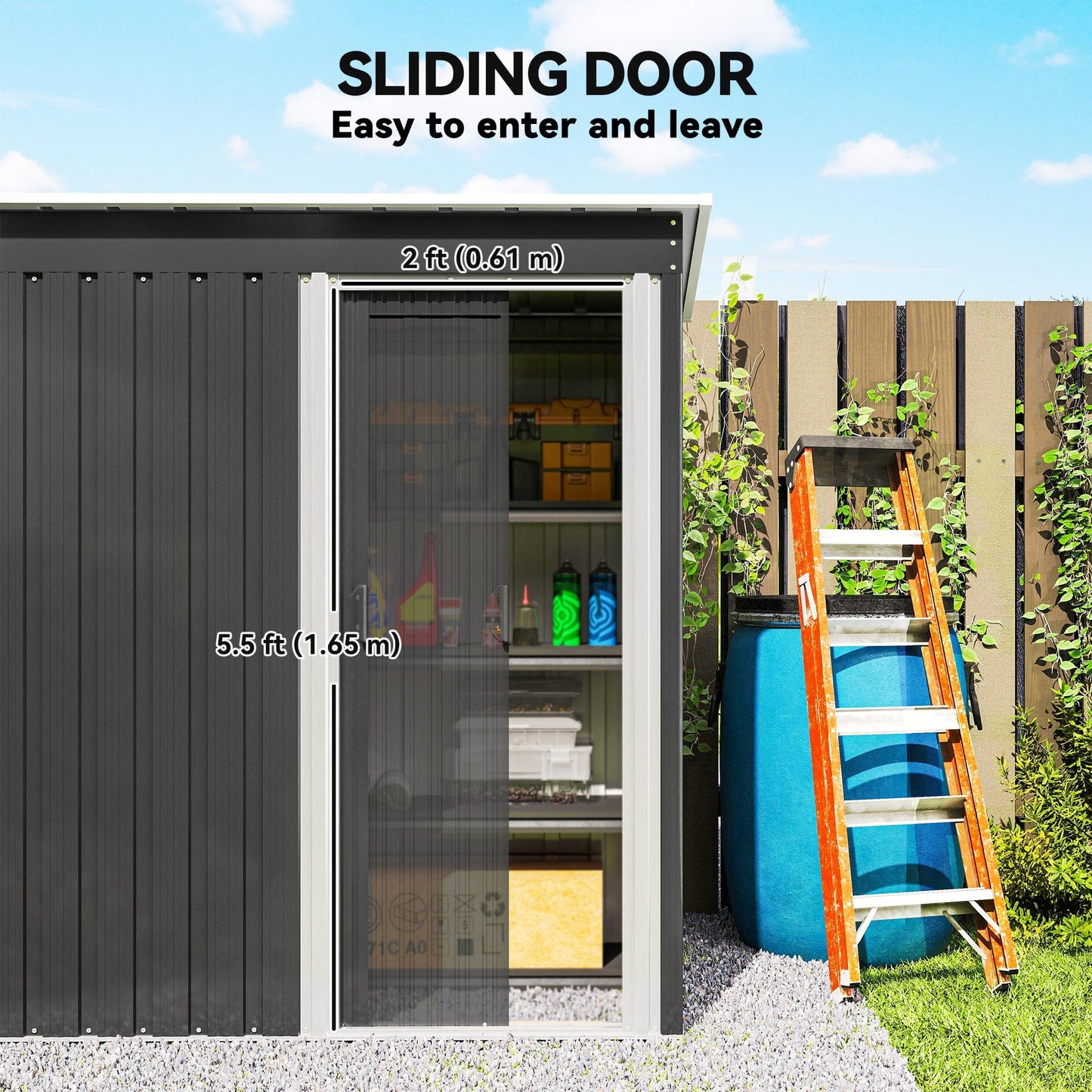 5 X 3ft Garden Storage Shed Sliding Door Sloped Roof Outdoor Tool 5 X 3ft Garden Storage Shed Sliding Door Sloped Roof Outdoor Tool