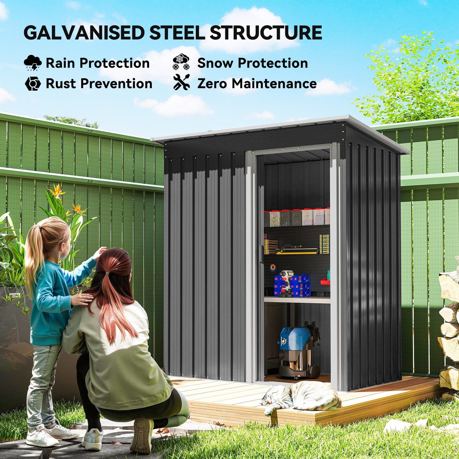 5 X 3ft Garden Storage Shed Sliding Door Sloped Roof Outdoor Tool 5 X 3ft Garden Storage Shed Sliding Door Sloped Roof Outdoor Tool