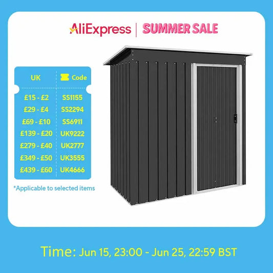 5 X 3ft Garden Storage Shed Sliding Door Sloped Roof Outdoor Tool 5 X 3ft Garden Storage Shed Sliding Door Sloped Roof Outdoor Tool