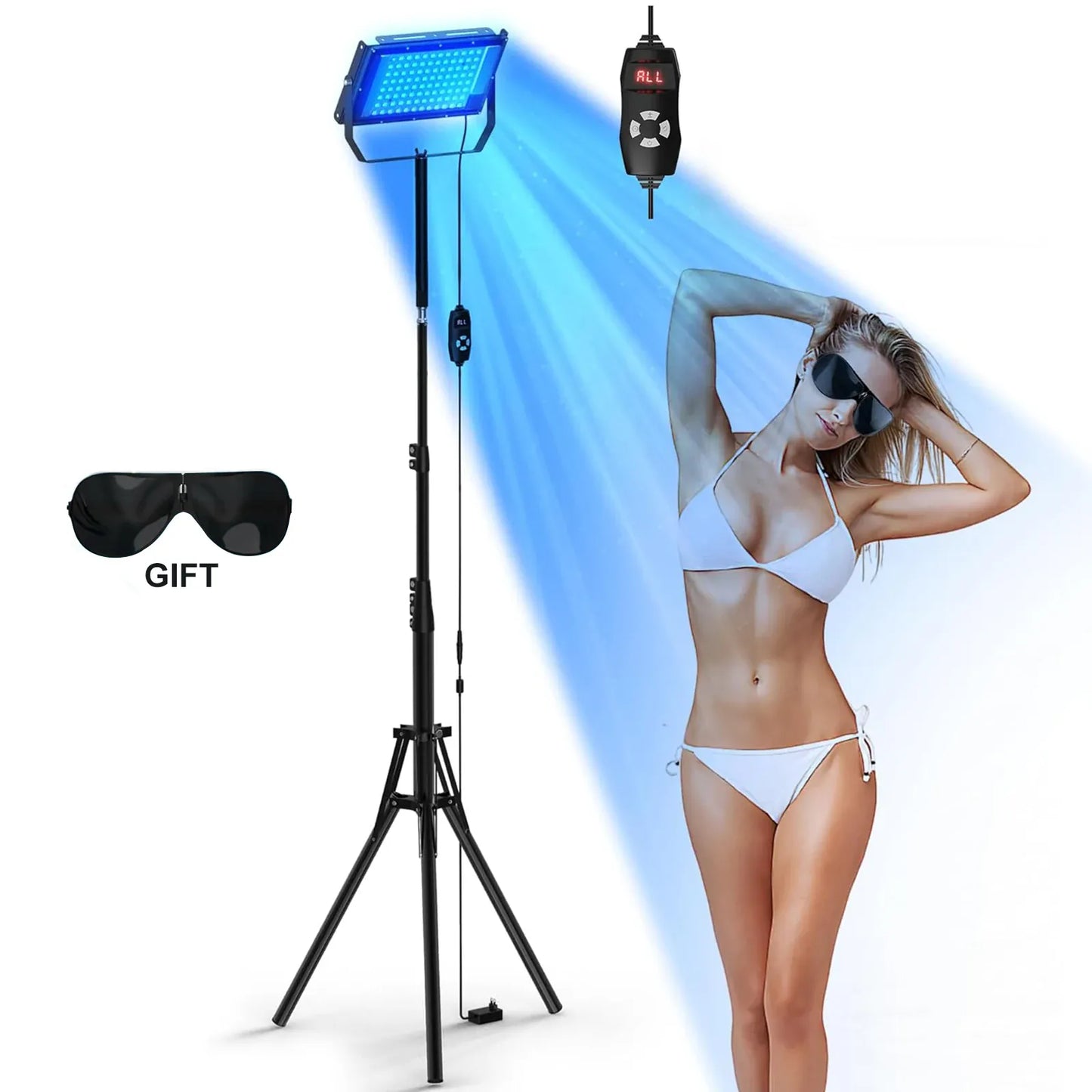 50W Blue Light Therapy Lamp with Tripod | 420 LEDs, 460nm & 490nm Skin Care — Wahooly 50W Blue Light Therapy Lamp with Adjustable Tripod | 420 LEDs | 460nm & 490nm Skin Care & Tanning Solarium