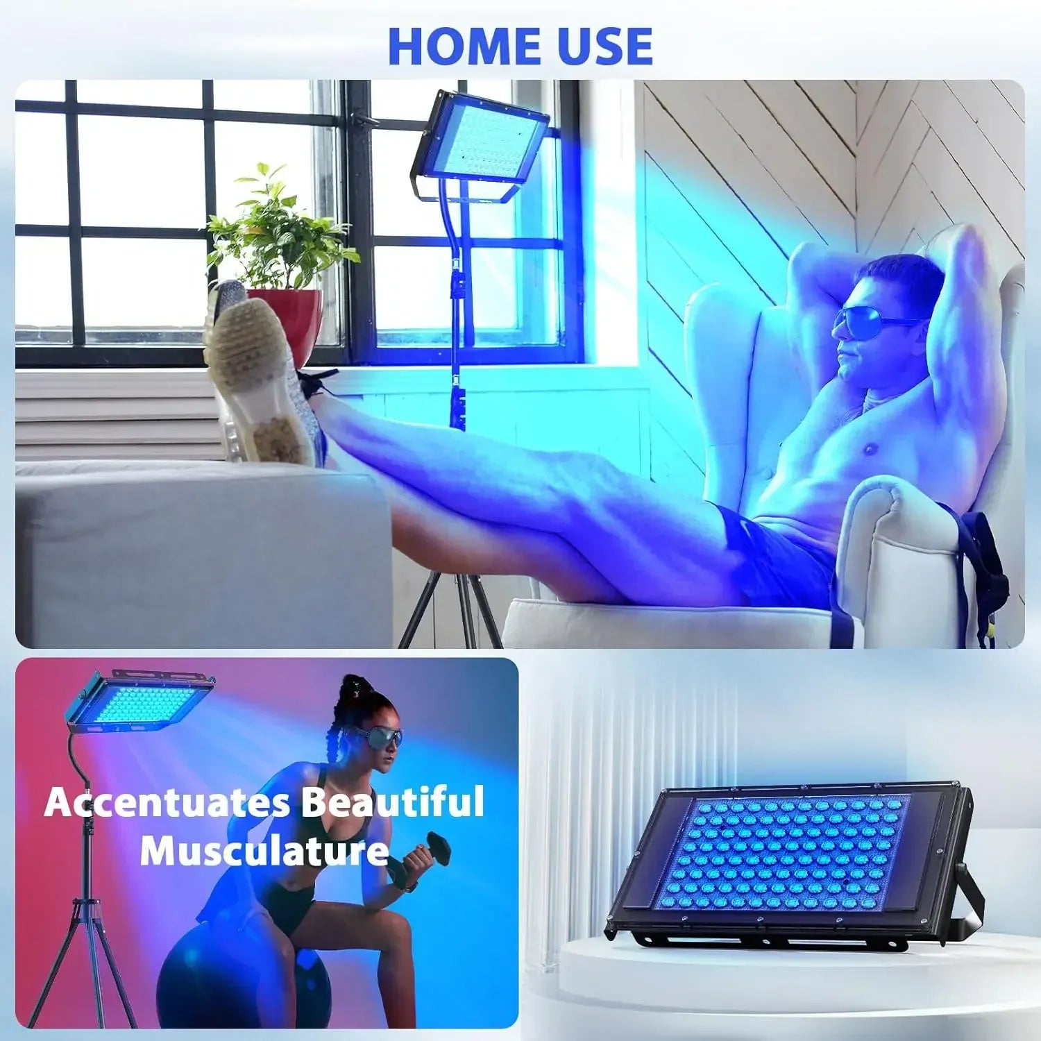 50W Blue Light Therapy Lamp with Tripod | 420 LEDs, 460nm & 490nm Skin Care — Wahooly 50W Blue Light Therapy Lamp with Adjustable Tripod | 420 LEDs | 460nm & 490nm Skin Care & Tanning Solarium