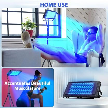 50W Blue Light Therapy Lamp with Tripod | 420 LEDs, 460nm & 490nm Skin Care — Wahooly 50W Blue Light Therapy Lamp with Adjustable Tripod | 420 LEDs | 460nm & 490nm Skin Care & Tanning Solarium